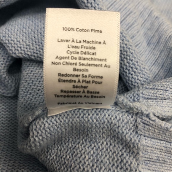 Talbots Double V Tie Back Sky Blue Sweater Women's Pima Cotton Size Medium - Picture 7 of 9